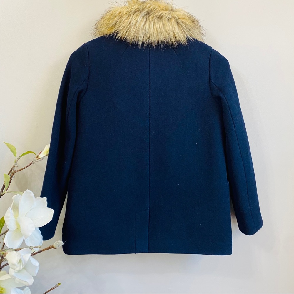 Crew cut fur collar double breasted wool coat - Picture 2 of 9